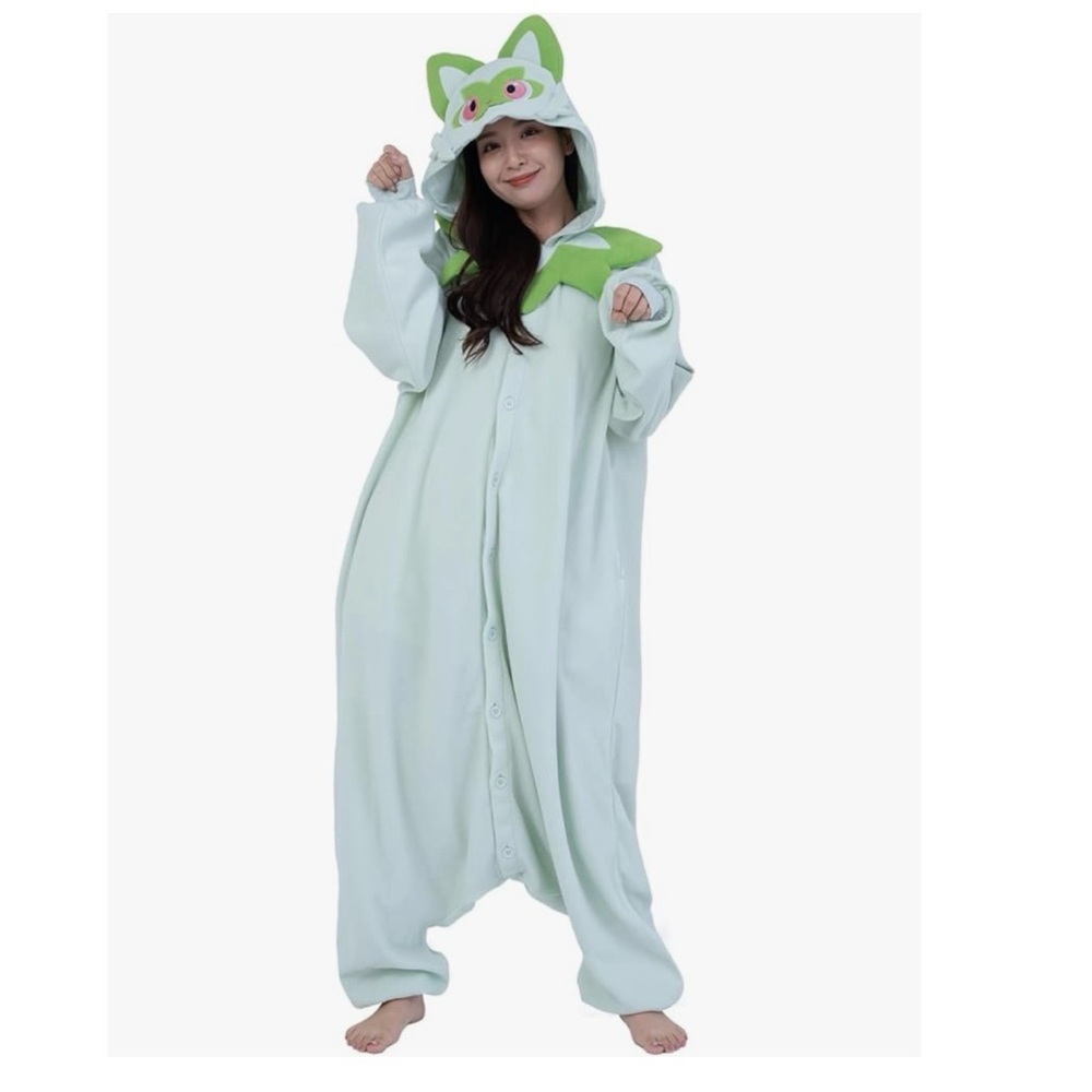 SAZAC Pokemon Sprigatito Kigurumi Onesie - Halloween Costume, Plush Pajamas XL